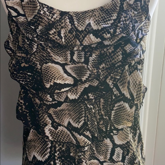 WORTHINGTON HALTER TOP SNAKE PRINT SLEEVELESS RUFFLE  M - Picture 2 of 11